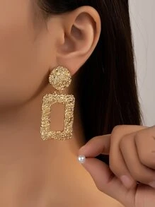 Bông tai thả hình chữ nhật có kết cấu - Nhiều màu - Xem 1