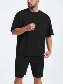 Manfinity LEGND Men Plus Letter Graphic Tee & Shorts - Black - View 6