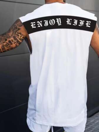 Manfinity LEGND 男款字母印花寬鬆無袖背心