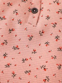 嬰兒小碎花半排扣華夫格編織連身褲和髮箍 - 藕粉色 - 查看 3