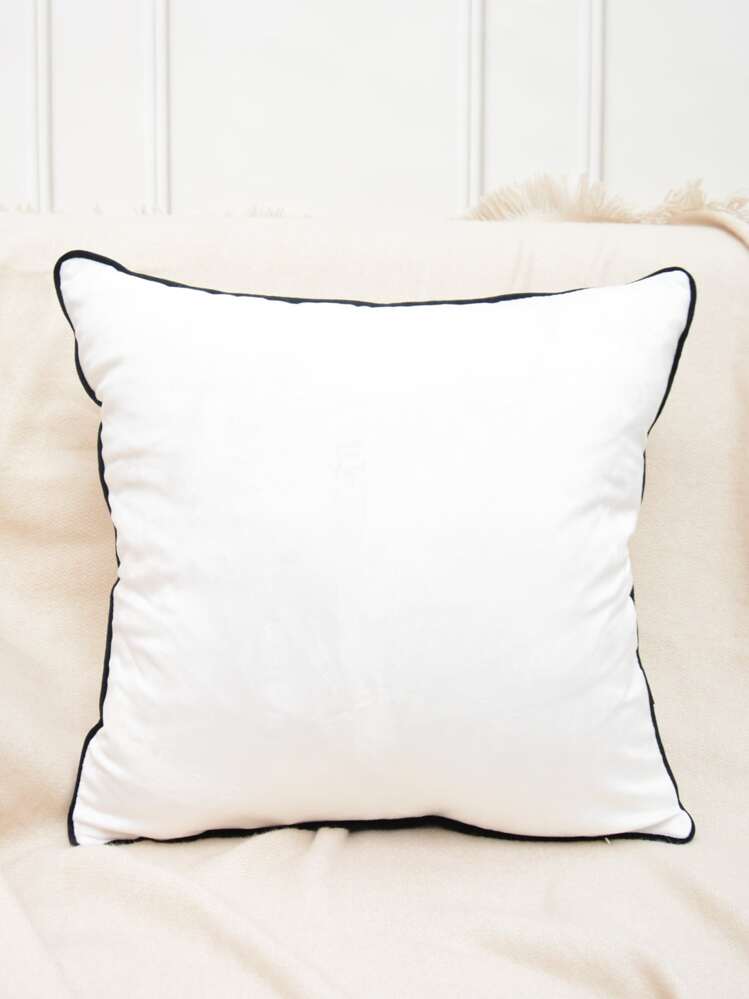 Plain Edging Cushion Cover Without Filler - White - View 1