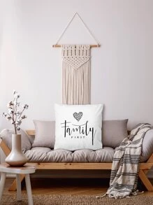 Letter Graphic Cushion Cover, Modern Throw Pillow Case, Pillow Insert Not Include, For Sofa, Home Decor - White - View 3