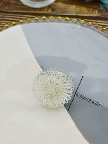 4pcs/set Iron Napkin Ring, Creative Flower Decor Napkin Holder Ring For Kitchen - Silver - View 3