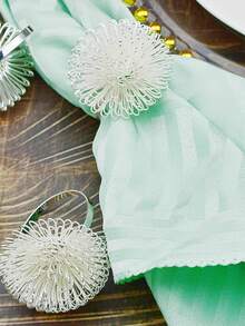 4pcs/set Iron Napkin Ring, Creative Flower Decor Napkin Holder Ring For Kitchen - Silver - View 4