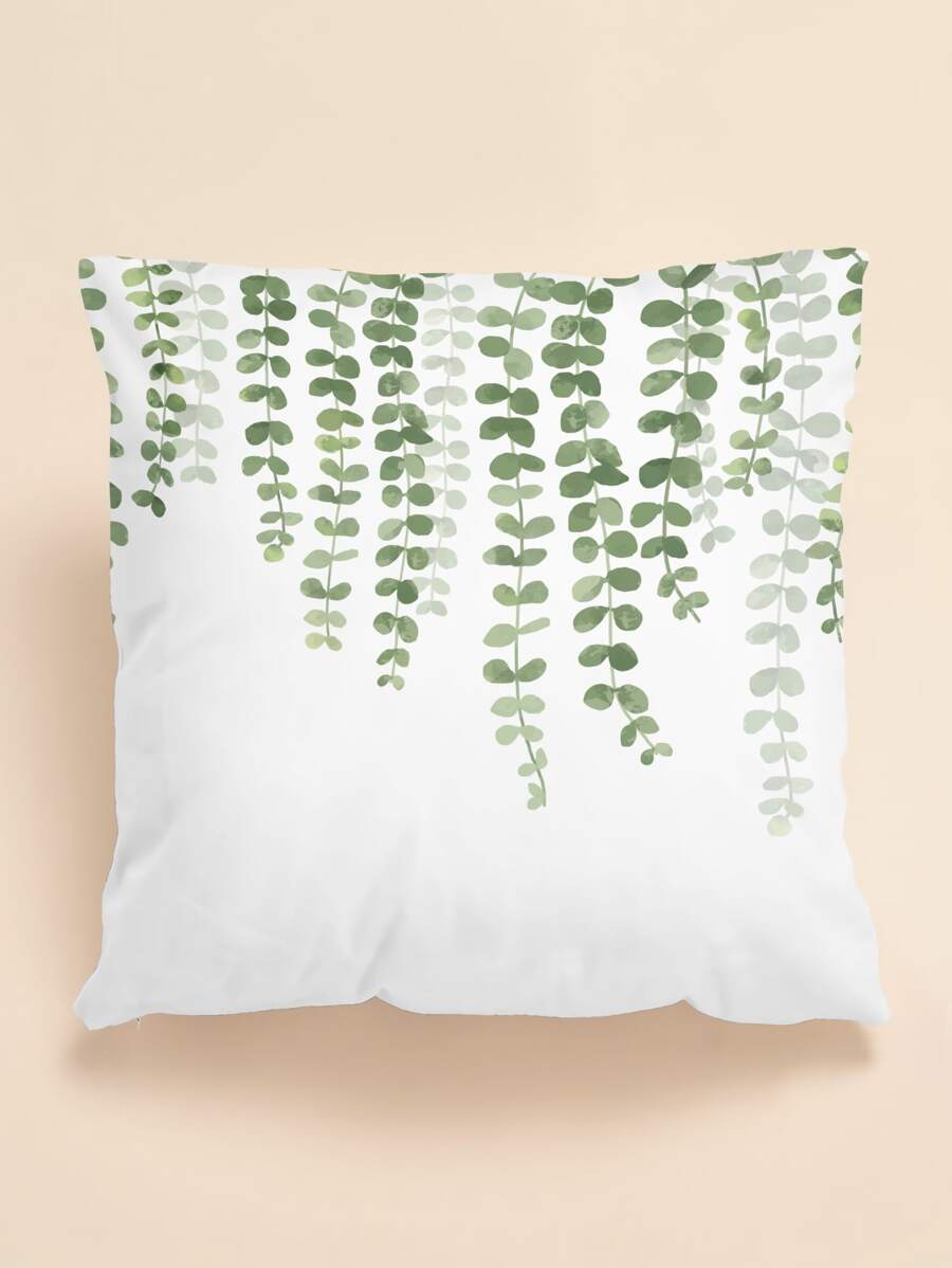 Leaf Print Cushion Cover, Throw Pillow Case, Pillow Insert Not Include, For Sofa, Living Room, For Spring - Multicolor - View 1