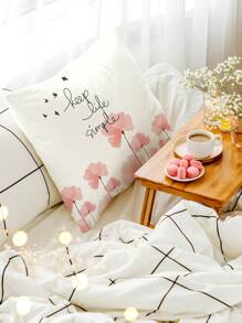 1pc Flower Print Cushion Cover, Throw Pillow Case, Pillow Insert Not Include, For Sofa, Living Room - Multicolor - View 5