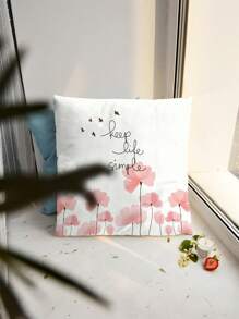 1pc Flower Print Cushion Cover, Throw Pillow Case, Pillow Insert Not Include, For Sofa, Living Room - Multicolor - View 6