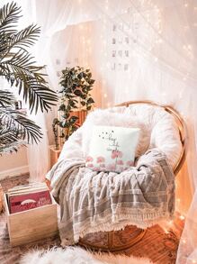 1pc Flower Print Cushion Cover, Throw Pillow Case, Pillow Insert Not Include, For Sofa, Living Room - Multicolor - View 7