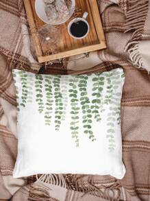 Leaf Print Cushion Cover, Throw Pillow Case, Pillow Insert Not Include, For Sofa, Living Room, For Spring - Multicolor - View 5