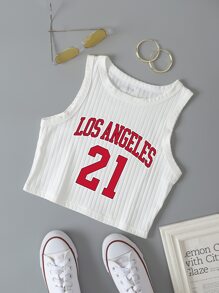 INAWLY Áo crop top họa tiết chữ Graphic Tees dành cho nữ - trắng - Xem 1