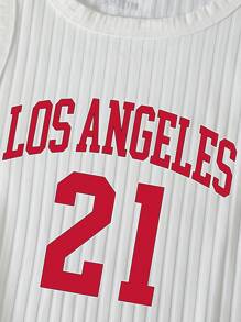 INAWLY Áo crop top họa tiết chữ Graphic Tees dành cho nữ - trắng - Xem 3