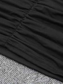 Cut Out Ruched Bodycon Dress - Black - View 9