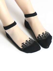 1/6pairs Jacquard Silk Short Socks (Random Mix) - Multicolor - View 3