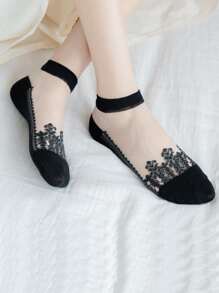 1/6pairs Jacquard Silk Short Socks (Random Mix) - Multicolor - View 4