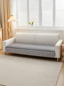 1pc Waffle Quilting Anti-Slip Sofa Cover With Snowflake Decor, Couch Cover Blanket - Dark Grey - View 5