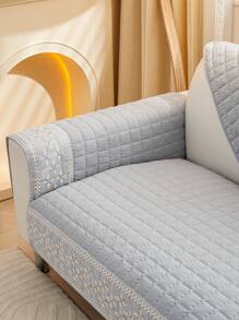 1 Bánh Waffle Quilting Ghế Sofa Chống Trơn Trượt Với Trang Trí Ren Bông Tuyết, Ghế Bọc Chăn - Màu Xám nhạt - Xem 5