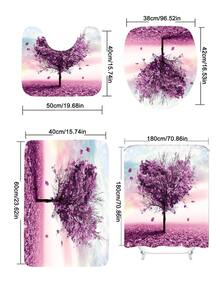 1pc Tree Print Bath Rug Or 1pc Shower Curtain, Modern Tree Print Non-slip Toilet Mat For Bathroom - Multicolor - View 2
