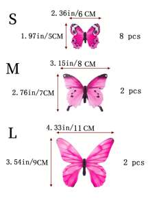 12pcs Foldable 3D Butterfly Sticker, Stickers, Wall Decal, Vinyl Decal For Home Decorations, Spring Decoration Items Refresh Your Home, Festival Decoration Stickers Gifts Birthday Graduation - Pink - View 6