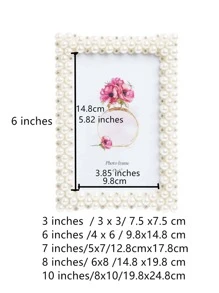 1Pc Beige Pearl High Gloss Photo Frame, Capable Of Storing 3-Inch/6-Inch/7-Inch/8-Inch/10 Inch Student Photos, Wedding Photos, And Valentine's Day Gifts (Including Random Photo Paper) - Multicolor - View 9
