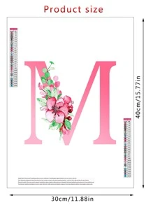 1件套字母圖案DIY無邊框水鑽繪畫