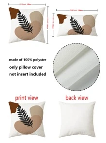 1pc Abstract Leaf Print Cushion Cover Without Filler - Multicolor - View 3