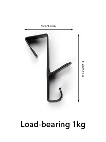 1入組免打孔PP門背掛鉤家用經典黑色掛鉤 - 黑色 - 查看 8