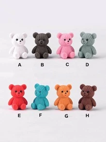 1/8 piezas Adorno de oso de peluche en forma de dibujos animados, hecho de resina con decoración de punto, varios colores disponibles para decoración del hogar y el jardín, el mejor regalo - Multicolor - Ver 2
