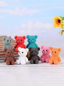 1/8 piezas Adorno de oso de peluche en forma de dibujos animados, hecho de resina con decoración de punto, varios colores disponibles para decoración del hogar y el jardín, el mejor regalo - Multicolor - Ver 3