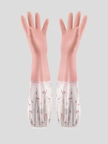 Găng tay rửa bát không thấm nước 1 cặp - Hồng - Xem 4