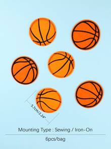 6入組籃球形狀DIY熨燙貼片 - 彩色 - 查看 4