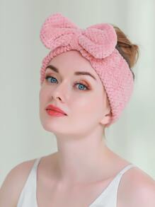 Bow Decor Bath Headband - Coral Pink - View 1