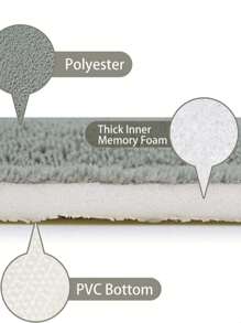 Plain Absorbent Floor Mat, Simple Grey Polyester Thick Inner Memory Foam Absorbent Bath Mat, For Bathroom - Grey - View 2