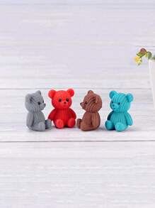 1/8 piezas Adorno de oso de peluche en forma de dibujos animados, hecho de resina con decoración de punto, varios colores disponibles para decoración del hogar y el jardín, el mejor regalo - Multicolor - Ver 9