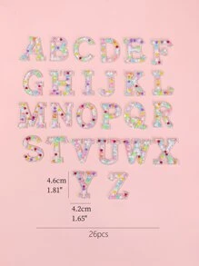 26pcs Rhinestone Decor Letter Shaped DIY Iron-on Patch - Multicolor - View 3