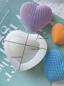 1pc Heart Design DIY Silicone Mold - White - View 2