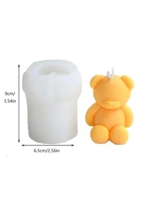 1入組熊設計矽膠蠟燭模具 - 白色 - 查看 2