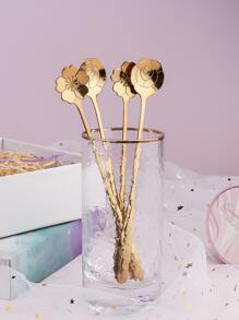 4pcs Flower Design Spoon School Supplies,Back To School