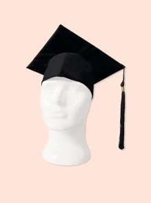 1入組滌綸學士帽流蘇裝飾畢業帽 - 黑色 - 查看 1