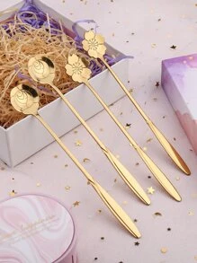 4pcs Flower Design Spoon School Supplies,Back To School