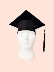 1入組滌綸學士帽流蘇裝飾畢業帽 - 黑色 - 查看 4