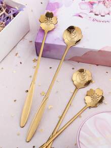 4pcs Flower Design Spoon School Supplies,Back To School