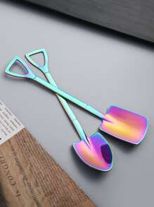 2 chiếc thìa tráng miệng bằng kim loại - Nhiều màu - Xem 1