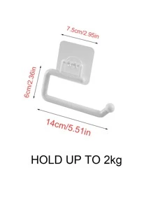 免鑽孔紙巾盒架，掛壁式紙巾架，塑料廚房卷筒掛架，多功能小型紙卷架，亂七八糟的清潔布儲物組織器 - 白色 - 查看 2