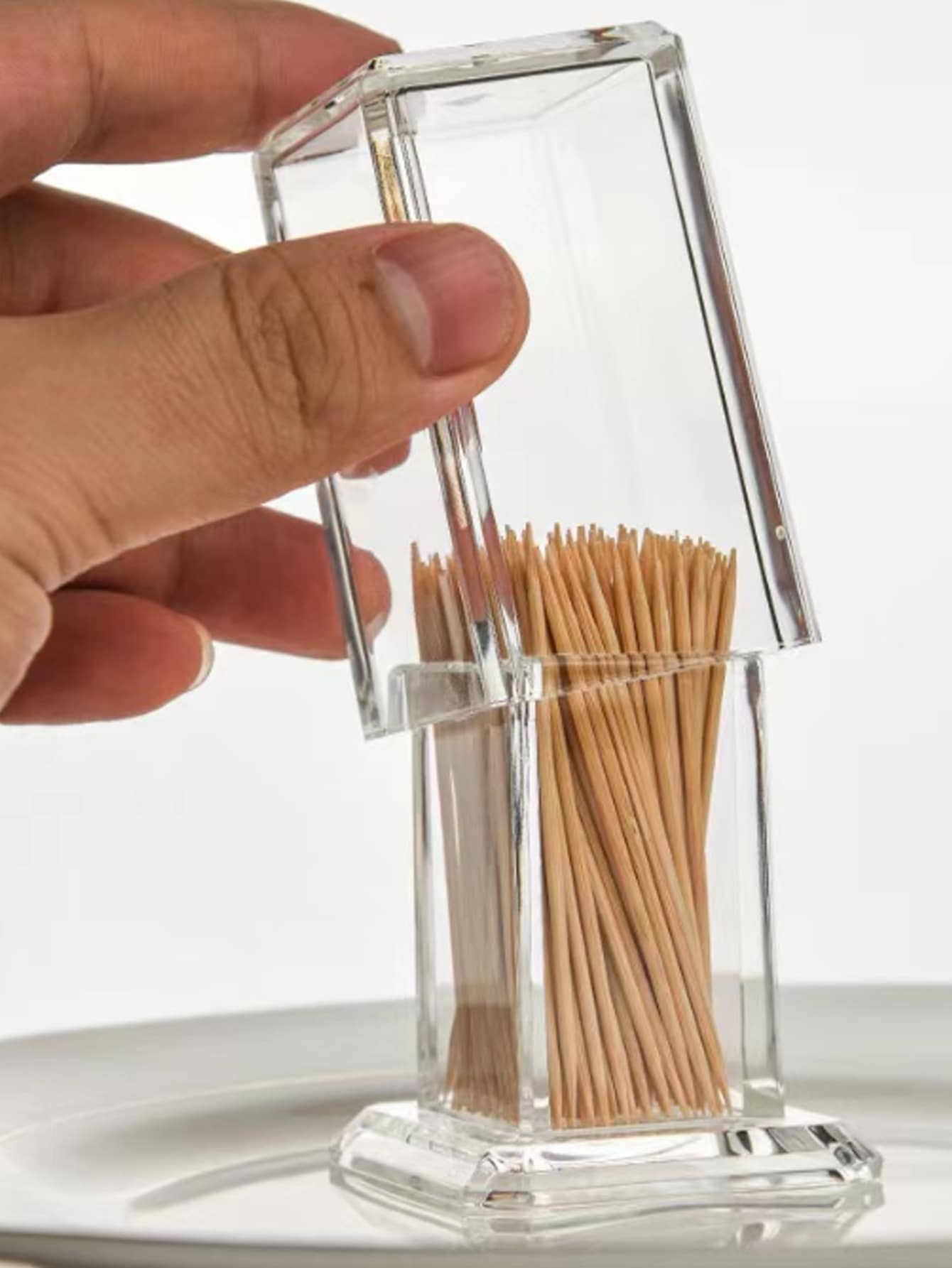 1pc Clear Toothpick Holder, Transparent Plastic Toothpick Storage Box For Home - Clear - View 1