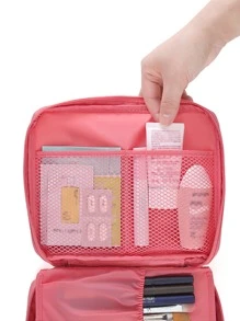 Travel Portable Storage Bag, Large Capacity Hook Wash Bag, Multifunction Satchel Cosmetic Storage Organizer Bag,Boho Vibes - Watermelon Pink - View 2