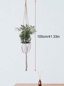 1pc Macrame Plant Hanger, Woven Hanging Planter Basket, Potted Plant Not Include, For Home - Khaki - View 2