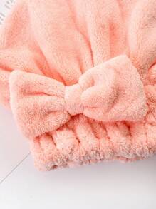 1入組蝴蝶結裝飾乾髮帽 - 粉色 - 查看 2