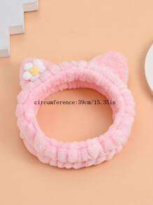 耳朵和花朵裝飾沐浴髮帶