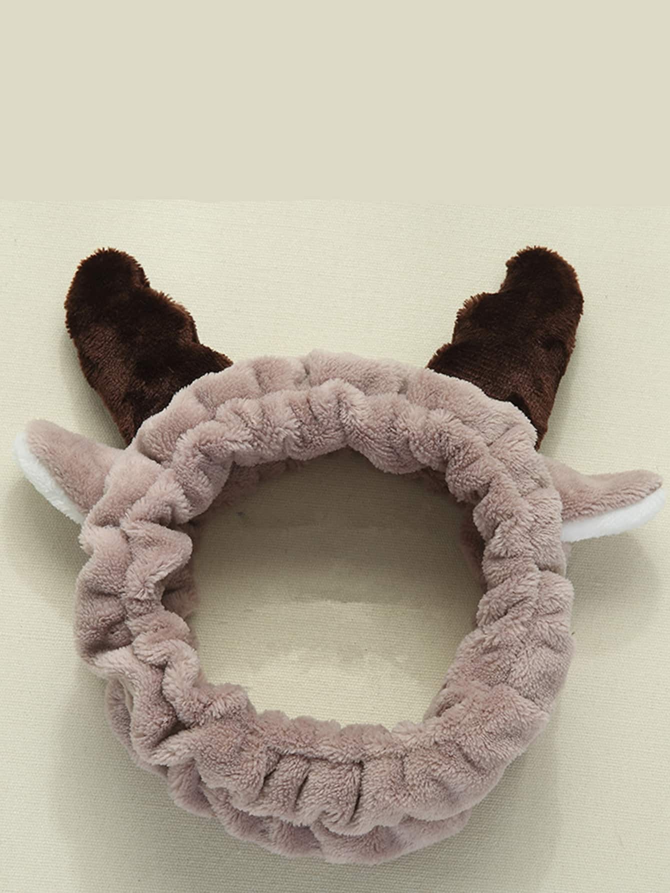 Antlers Decor Bath Headband - Coffee Brown - View 1