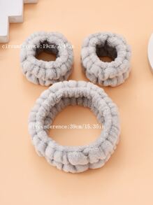 1 băng đô tắm trơn & 2 dây đeo cổ tay trang trí phòng tắm mùa hè - Xám - Xem 5